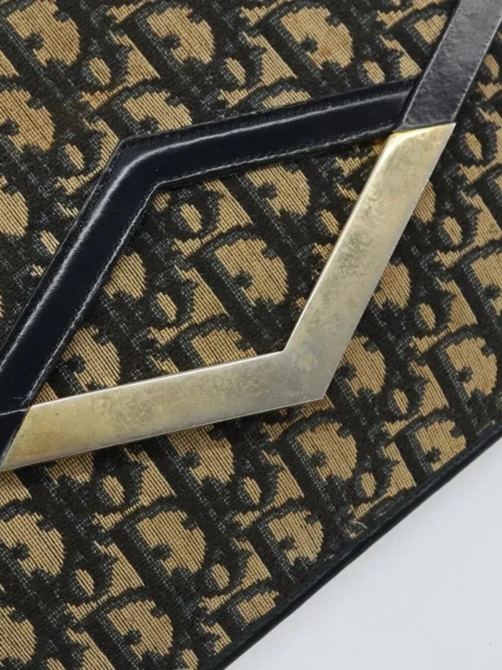 Christian Dior Trotter Canvas Shoulder Bag Navy Gold Auth 160820 - Picture 15 of 16